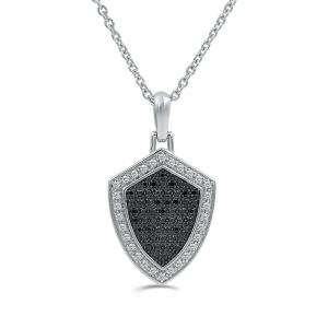 Link N Lock® Lab-grown Diamonds Black Plated Shield Pendant-0.75 Ct. T.w. in Sterling Silver