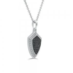 Link N Lock® Lab-grown Diamonds Black Plated Shield Pendant-0.75 Ct. T.w. thumbnail 2