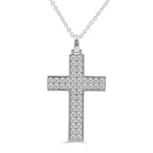 Link N Lock® Lab-grown Diamonds Cross Pendant-2.49 Ct. T.w. in Sterling Silver