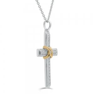 Link N Lock® Labgrown Black Diamond Cross Pendant-0.75 Ct. T.w. thumbnail 2