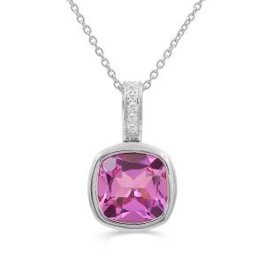 Love Spell® Lab-grown Diamonds Pink Sapphire Pendant-0.05 Ct. T.w. in Sterling Silver
