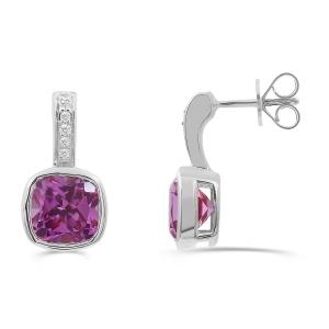Love Spell® Lab-grown Diamonds Pink Sapphire Earring-0.10 Ct. T.w. in Sterling Silver