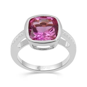 Love Spell® Lab-grown Diamonds Pink Sapphire Ring-0.10 Ct. T.w. in Sterling Silver