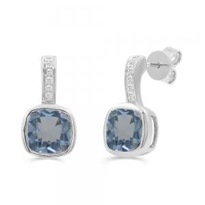 Love Spell® Lab-grown Diamonds  2.00ct Blue Topaz Earring-0.10 Ct. T.w. thumbnail 2