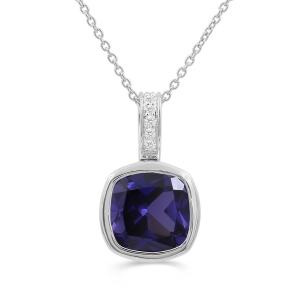 Love Spell® Lab-grown Diamonds Amethyst Pendant-0.05 Ct. T.w. in Sterling Silver