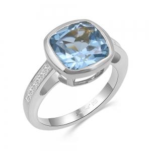 Love Spell® Lab-grown Diamonds Blue Topaz Ring-0.10 Ct. T.w. thumbnail 2