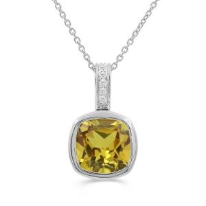 Love Spell® Lab-grown Diamonds Citrine Pendant-0.05 Ct. T.w. in Sterling Silver