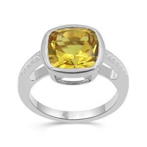 Love Spell® Lab-grown Diamonds Citrine Ring-0.10 Ct. T.w. in Sterling Silver