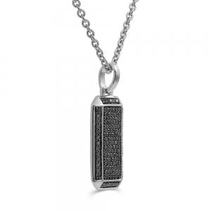Link N Lock® Natural Treated Black Diamond Dog Tag Pendant-1.20 Ct. T.w. thumbnail 2