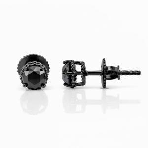 Link N Lock® Natural Treated Black Diamond Stud Earrings 1.00 Ct. T.w. in Black