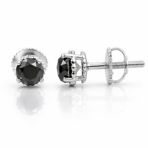 Link N Lock® Natural Treated Black Diamond Stud Earrings 1.00 Ct. T.w. in Sterling Silver
