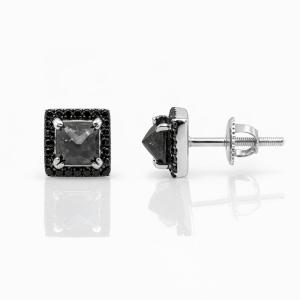 Link N Lock® Natural Treated Black Diamond Stud Earrings 1.95 Ct. T.w. in Sterling Silver