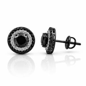 Link N Lock® Labgrown Diamond With Natural Treated Black Diamond Stud Earrings 4 Ct. T.w. in Black