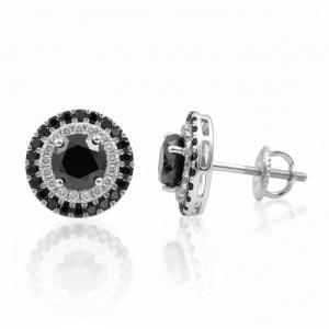 Link N Lock® Labgrown Diamond With Natural Treated Black Diamond Stud Earrings 4 Ct. T.w. in Sterling Silver