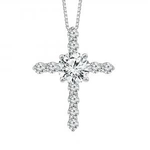 Bella by Ovani® Lab-Grown Diamondss Cross Pendant 0.95 ct.t.w In 10K White Gold