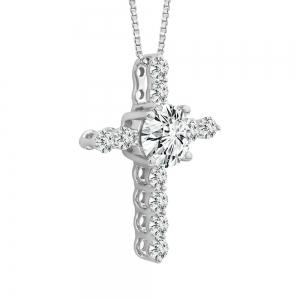 Bella By Ovani® Lab-grown Diamondss Cross Pendant 0.95 Ct.t.w thumbnail 2