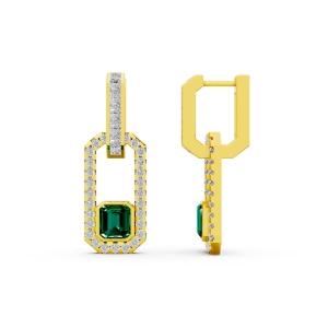 Aanika.V Emerald Paperclip Dangling 2-Pcs Earrings 0.70 ct.t.w In 10K Yellow Gold