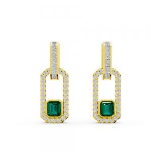 Aanika.v Emerald Paperclip Dangling 2-pcs Earrings 0.70 Ct.t.w thumbnail 2
