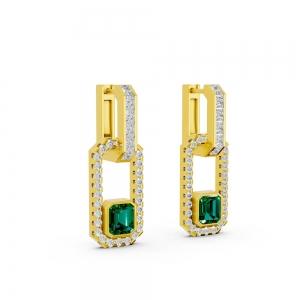 Aanika.v Emerald Paperclip Dangling 2-pcs Earrings 0.70 Ct.t.w thumbnail 4