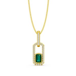 Aanika.V Emerald Paperclip Pendant 0.35 ct.t.w In 10K Yellow Gold