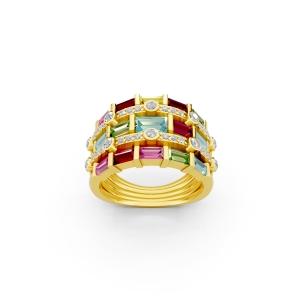 Aanika.V Multicolor Gemstones Band 0.25 ct.t.w In 14K Yellow Gold