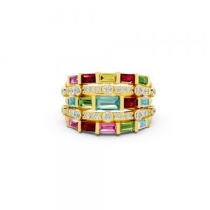 Aanika.v Multicolor Gemstones Band 0.25 Ct.t.w thumbnail 2