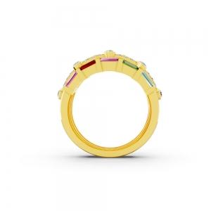 Aanika.v Multicolor Gemstones Band 0.25 Ct.t.w thumbnail 5