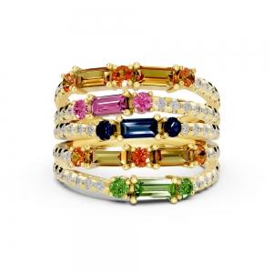 Aanika.v Multicolor Gemstones Band 0.75 Ct.t.w thumbnail 2