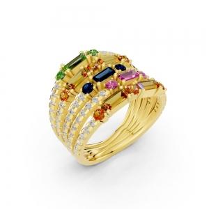 Aanika.v Multicolor Gemstones Band 0.75 Ct.t.w thumbnail 3