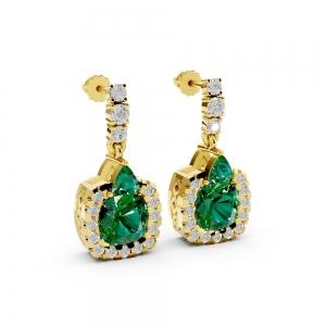 Aanika.v Lab-grown Diamonds & Lab Emerald Dangling Halo Earrings 0.50 Ct.t.w thumbnail 4