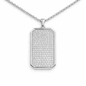 Link N Lock® Labgrown Diamond Dog Tag Pendant 2.30 Ct. T.w. in Sterling Silver