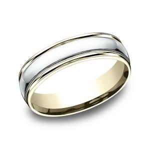 Two Tone Comfort-Fit Design Wedding Band in Multi-Gold (6 mm)