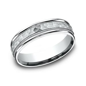 Comfort-Fit Design Wedding Band in 14K White Gold (6 mm)