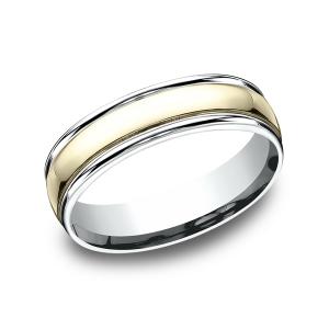 Two Tone Comfort-Fit Design Wedding Ring in Multi-Gold (6 mm)