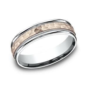 Two Tone Comfort-Fit Design Wedding Ring in Multi-Gold (6 mm)