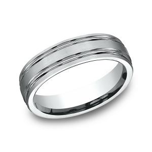Comfort-Fit Design Wedding Band in 14K White Gold (6 mm)