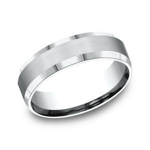 Comfort-Fit Design Wedding Band in 14K White Gold (6 mm)