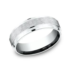 Comfort-Fit Design Wedding Ring in 14K White Gold (7 mm)