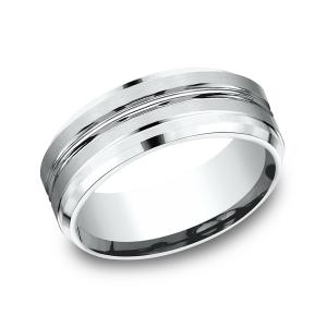 Comfort-Fit Design Wedding Ring in 14K White Gold (8 mm)