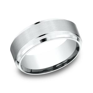 Comfort-Fit Design Wedding Band in 14K White Gold (8 mm)