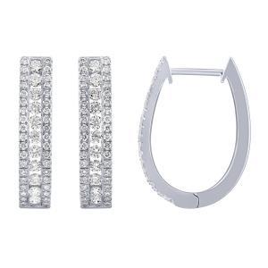 1 Ct. T.w. Diamond Round 11-stone Hoop Earrings In 14Kt White Gold