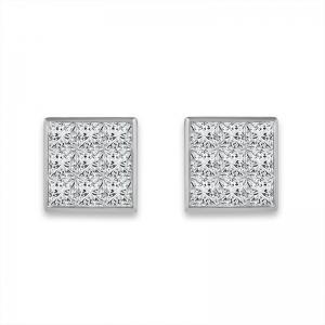 1.5 Ct. T.w. Multi-Diamond Square Stud Earrings In 14Kt White Gold