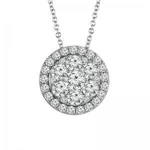 2 Ct. T.w. Diamond Circle Cluster Pendant In 14Kt White Gold