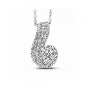 1/2 Ct. T.w. Diamond Round and Baguette Pendant In 14Kt White Gold