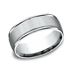 Comfort-Fit Design Wedding Band in 14K White Gold (8 mm)
